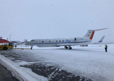 Das Forschungsflugzeug HALO in der Arktis.